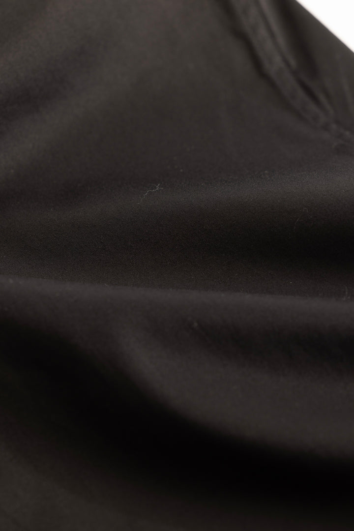 Satin Stretch Black Plain Shirt