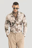 Cream Abstract Slim Fit Shirt