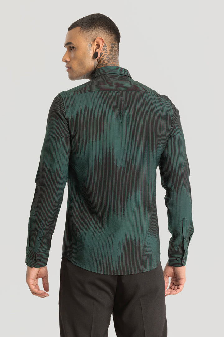 Green Abstract Slim Fit Shirt