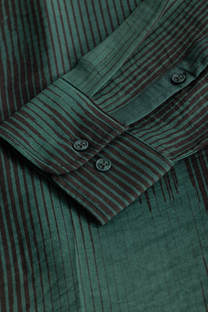 Green Abstract Slim Fit Shirt