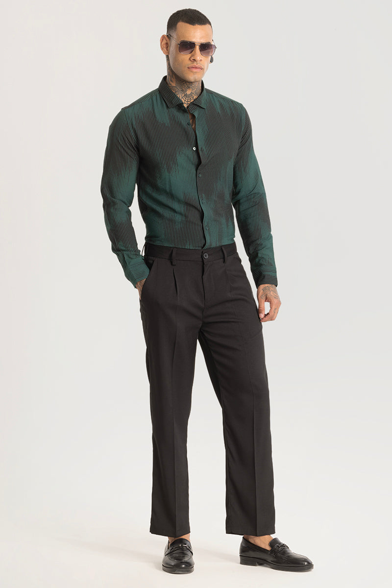 Green Abstract Slim Fit Shirt