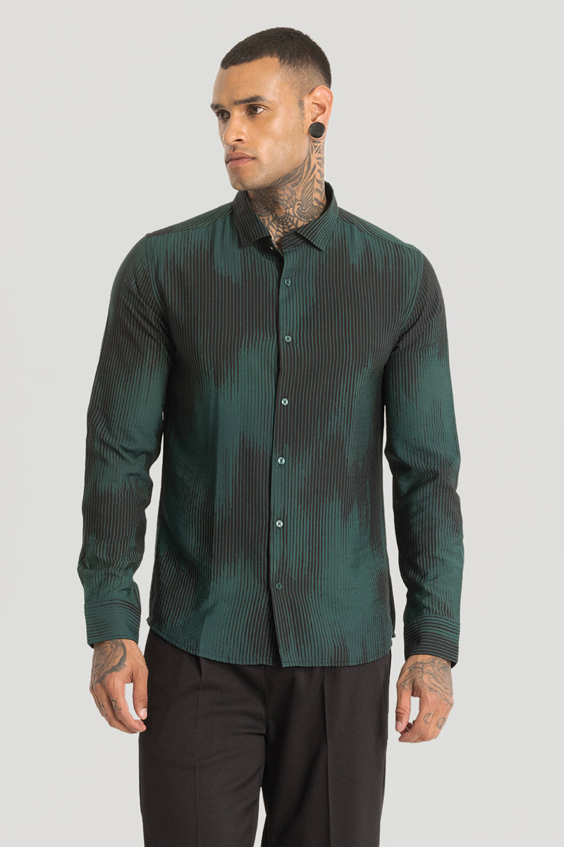 Green Abstract Slim Fit Shirt