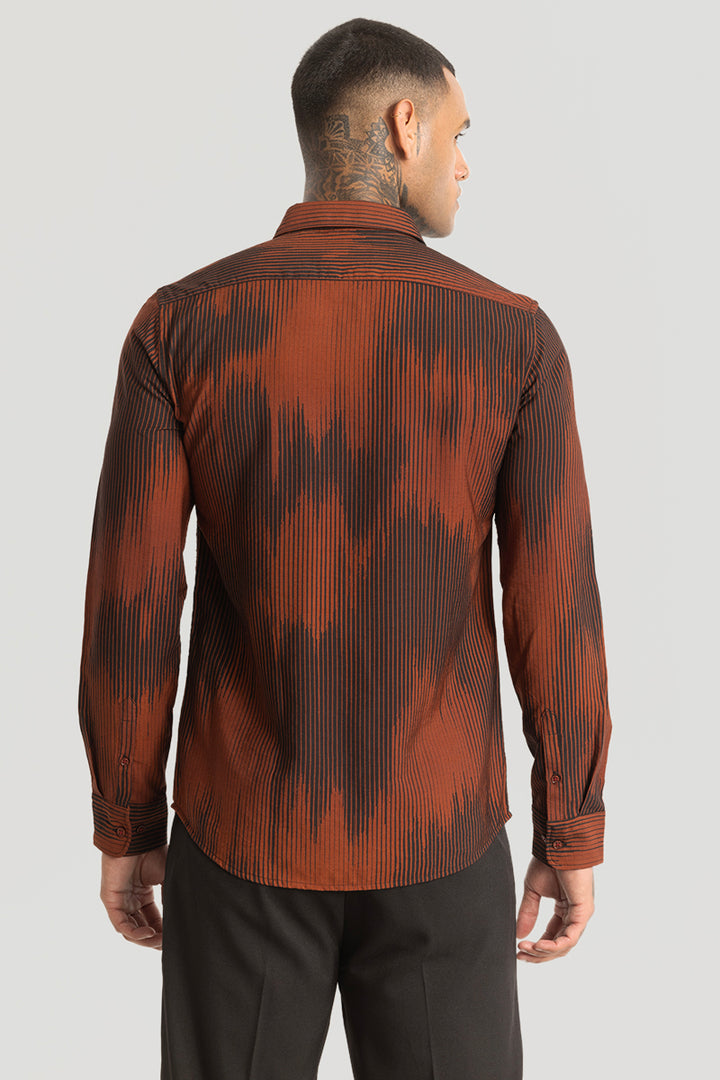 Rustic Red Abstract Slim Fit Shirt