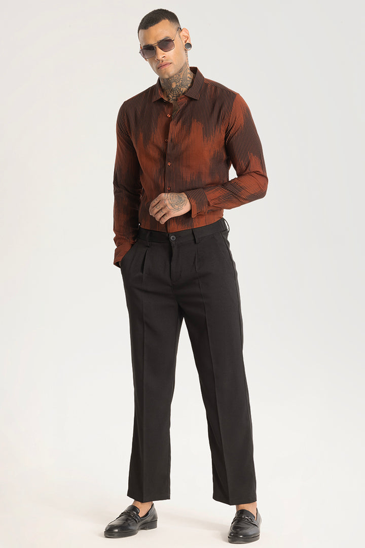 Rustic Red Abstract Slim Fit Shirt