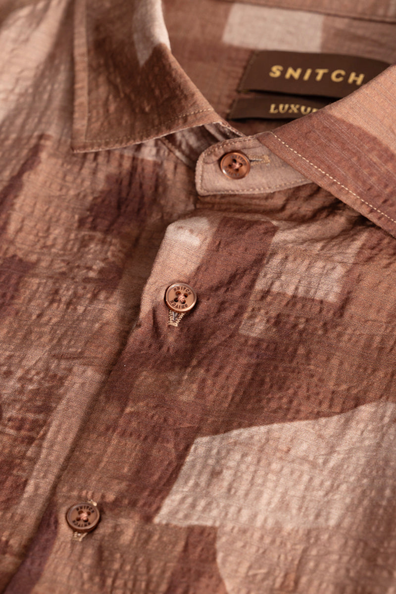 Brown Crushed Abstract Shirt