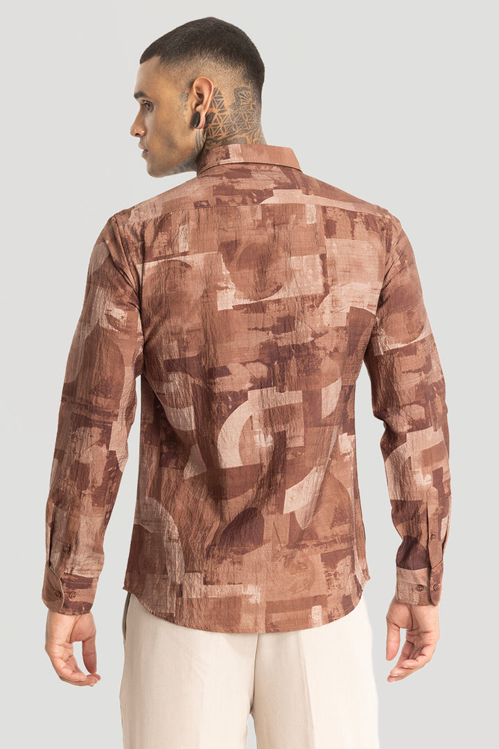 Brown Crushed Abstract Shirt