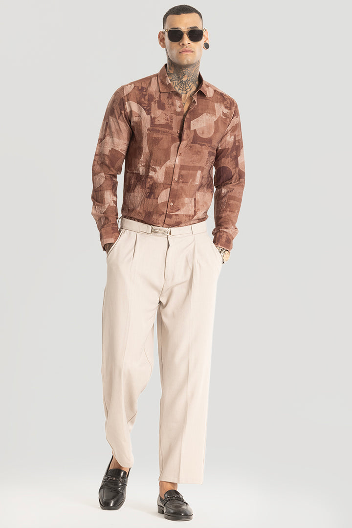 Brown Crushed Abstract Shirt