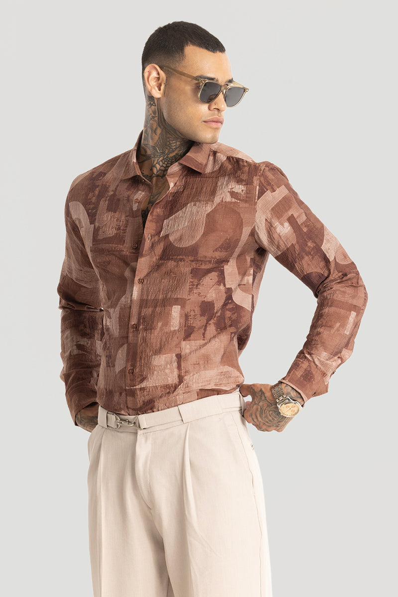 Brown Crushed Abstract Shirt