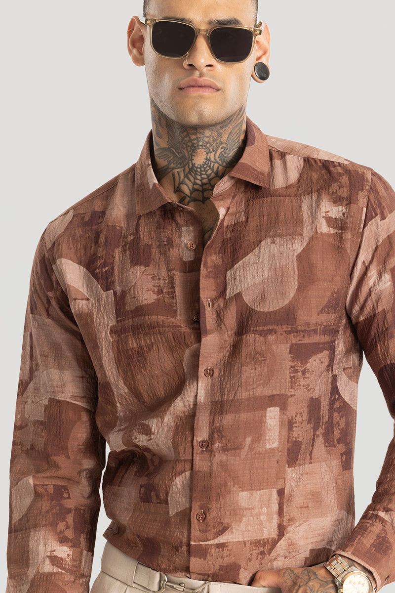 Brown Crushed Abstract Shirt