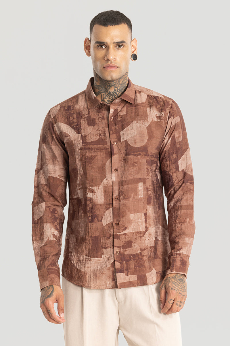 Brown Crushed Abstract Shirt