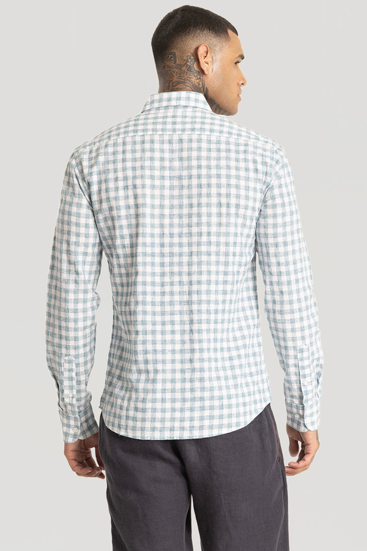 Light Blue Checks Linen Blend Shirt