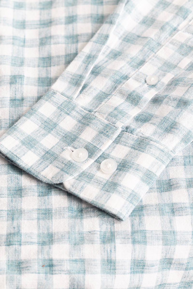 Light Blue Checks Linen Blend Shirt