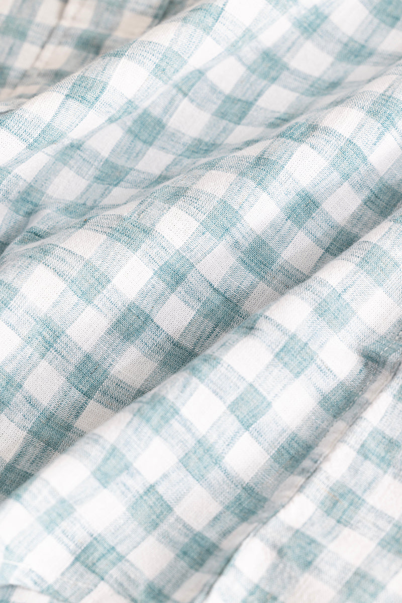 Light Blue Checks Linen Blend Shirt