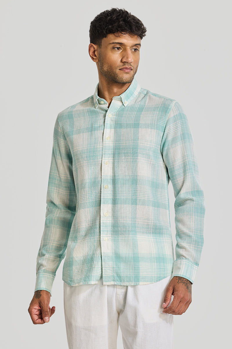 Aquamarine Checks Linen Shirt