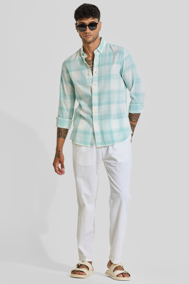 Aquamarine Checks Linen Shirt