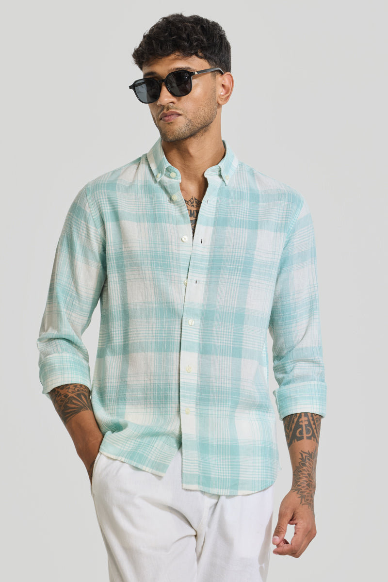 Aquamarine Checks Linen Shirt