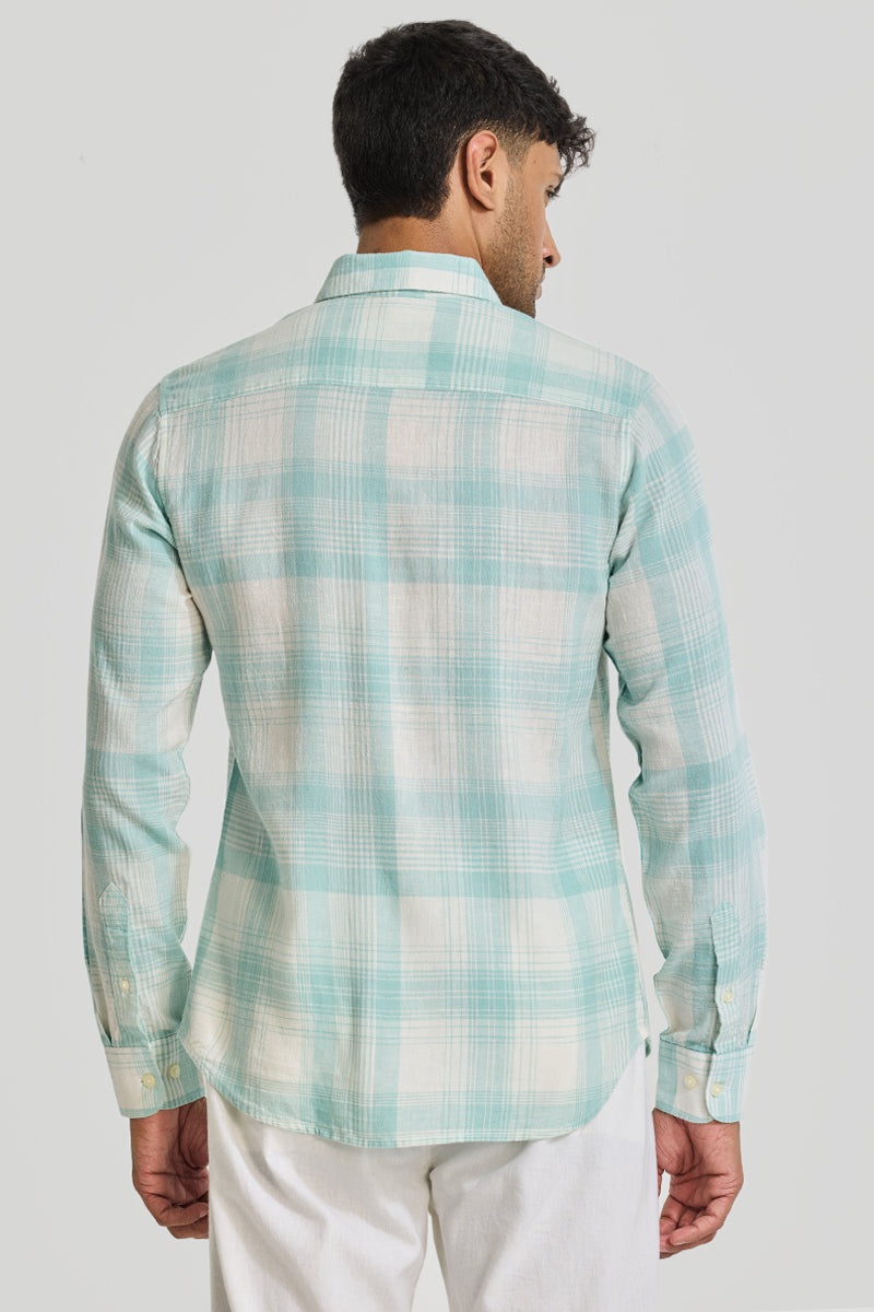 Aquamarine Checks Linen Shirt