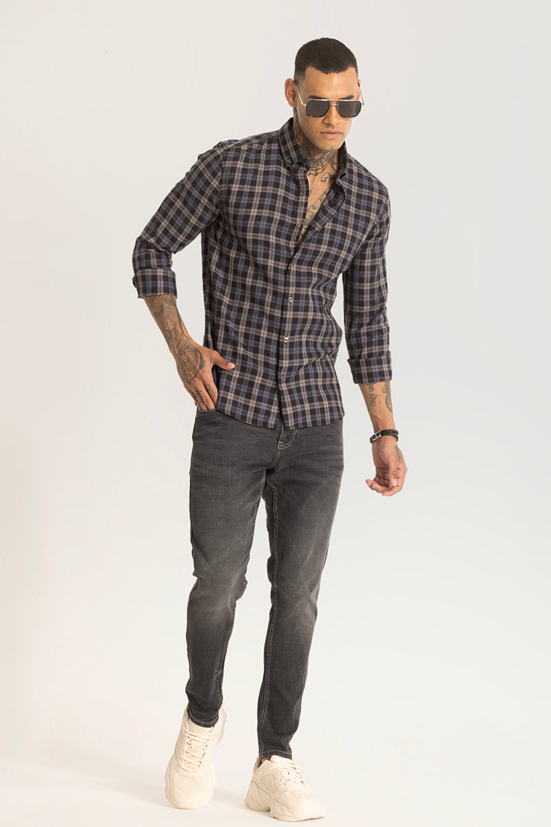 Grey Plaid Checks Shirt