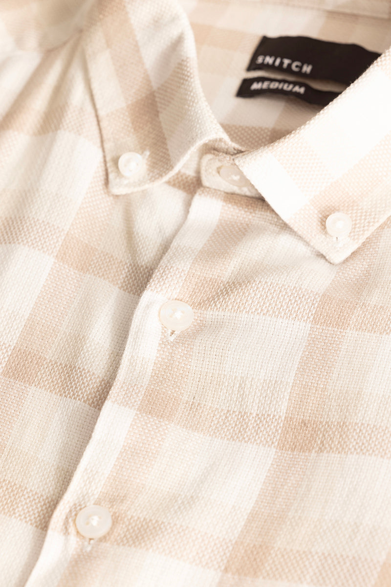 Peach Tartan Checks Shirt