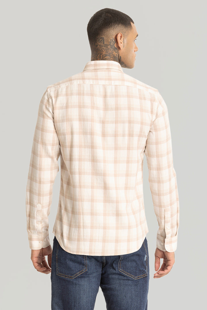 Peach Tartan Checks Shirt