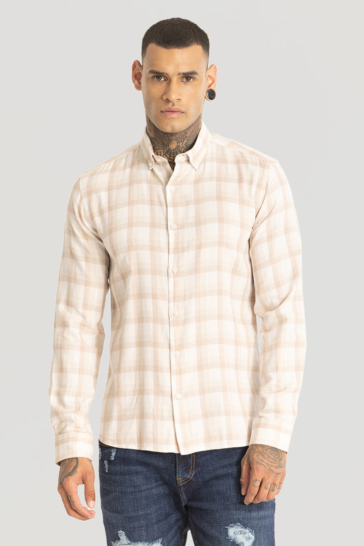 Peach Tartan Checks Shirt