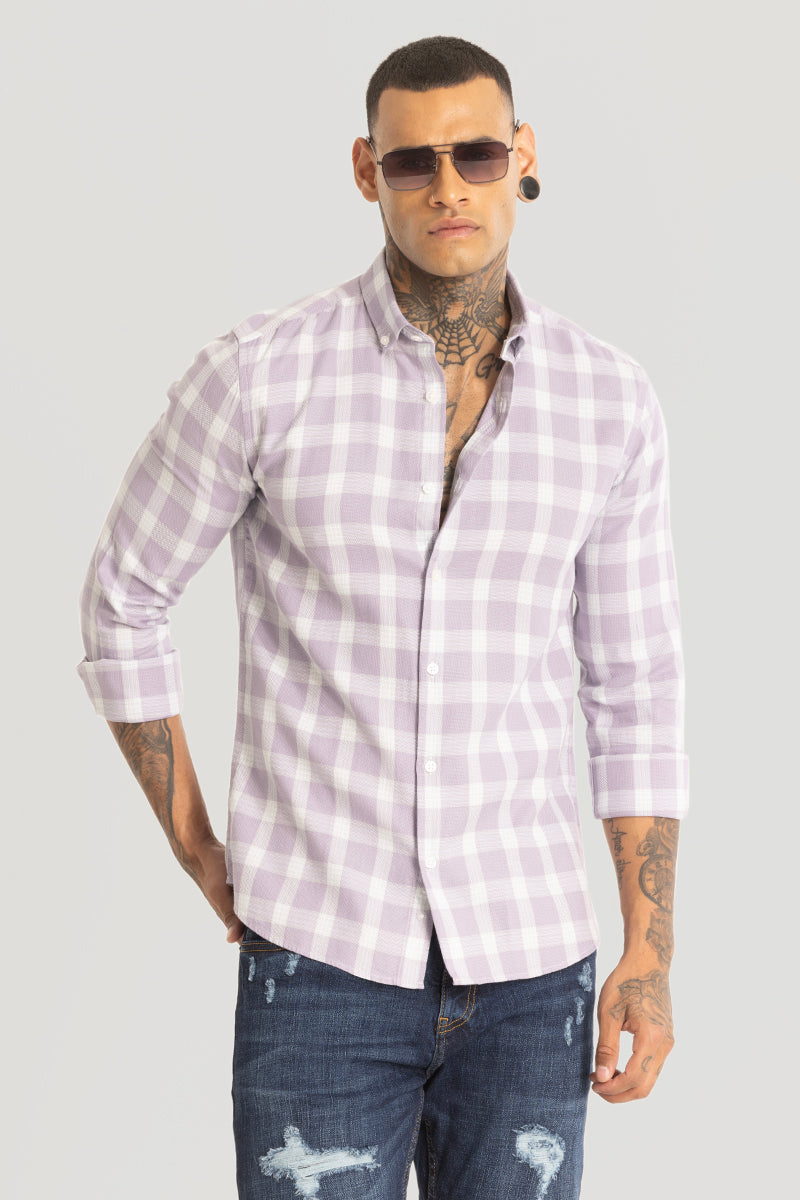 Lavender Tartan Checks Shirt