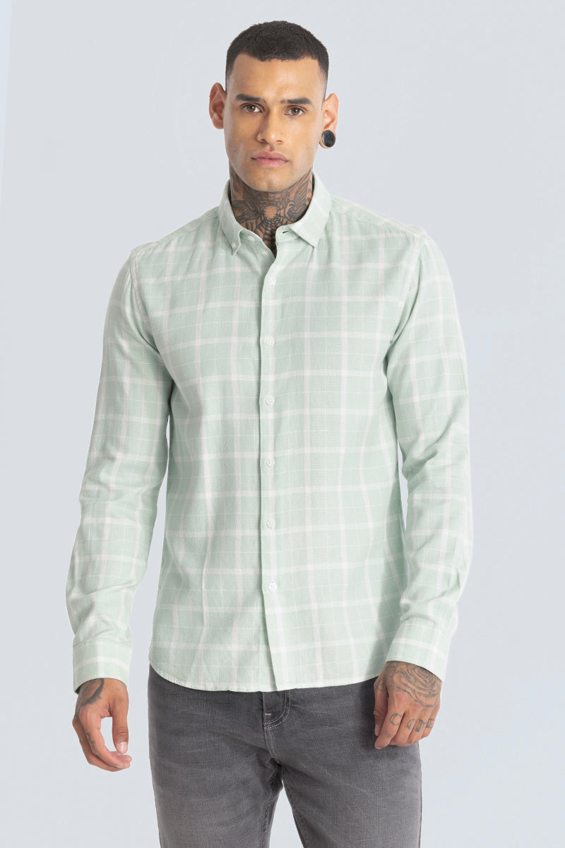 Light Green Tartan Checks Shirt