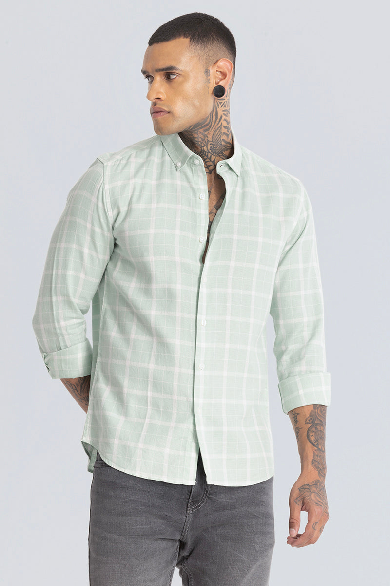 Light Green Tartan Checks Shirt