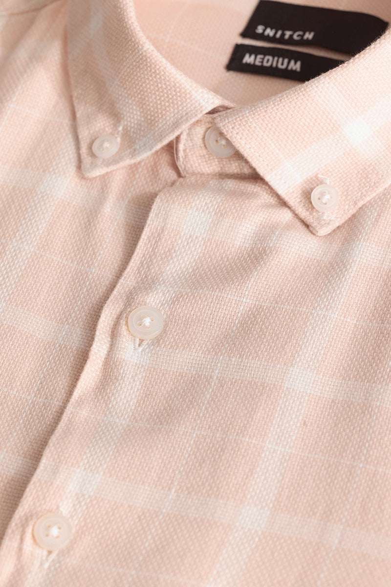 Peach Tartan Checks Shirt