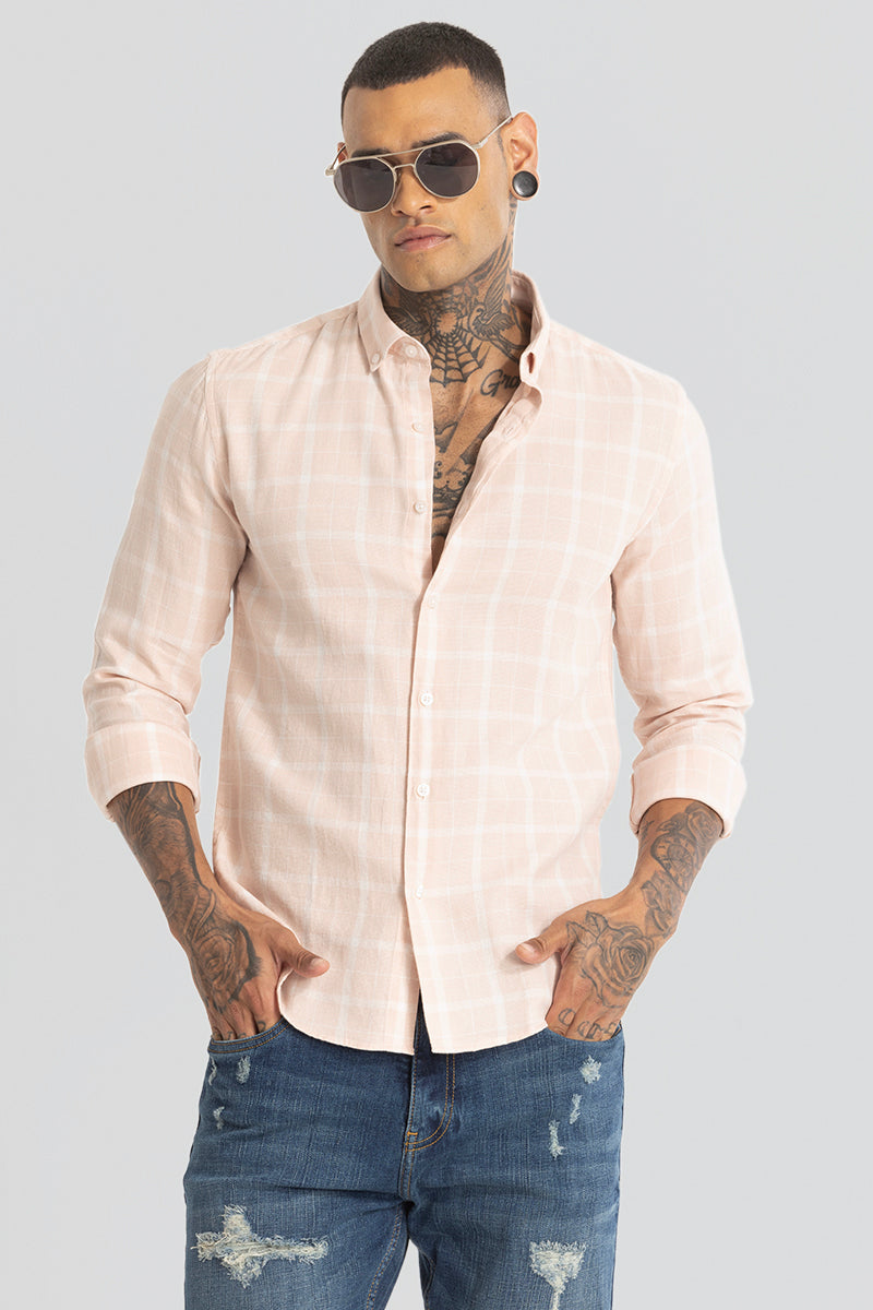 Peach Tartan Checks Shirt