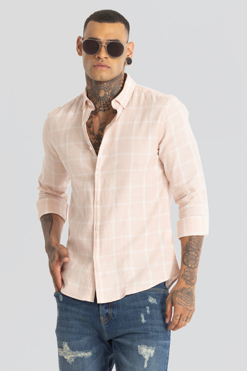 Peach Tartan Checks Shirt