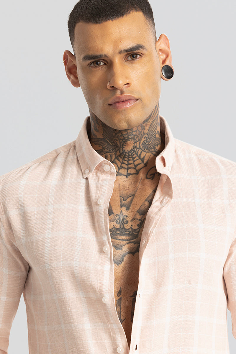 Peach Tartan Checks Shirt