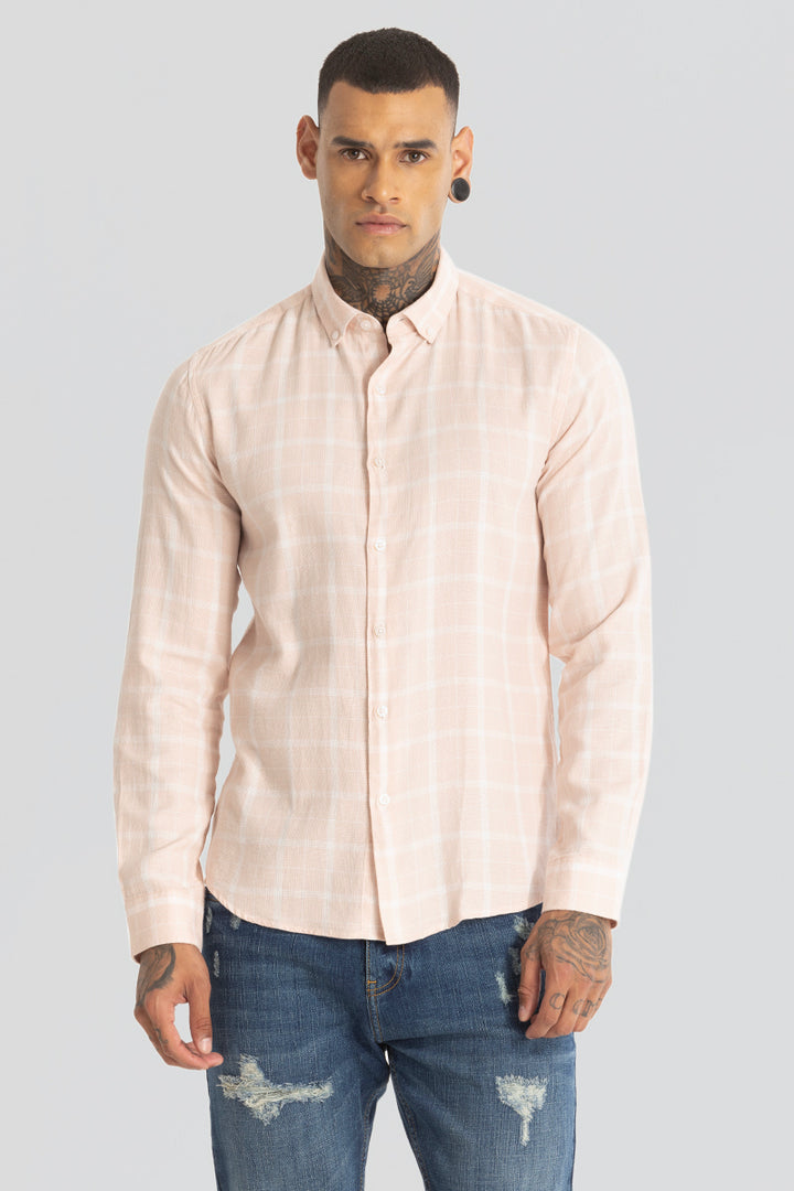 Peach Tartan Checks Shirt