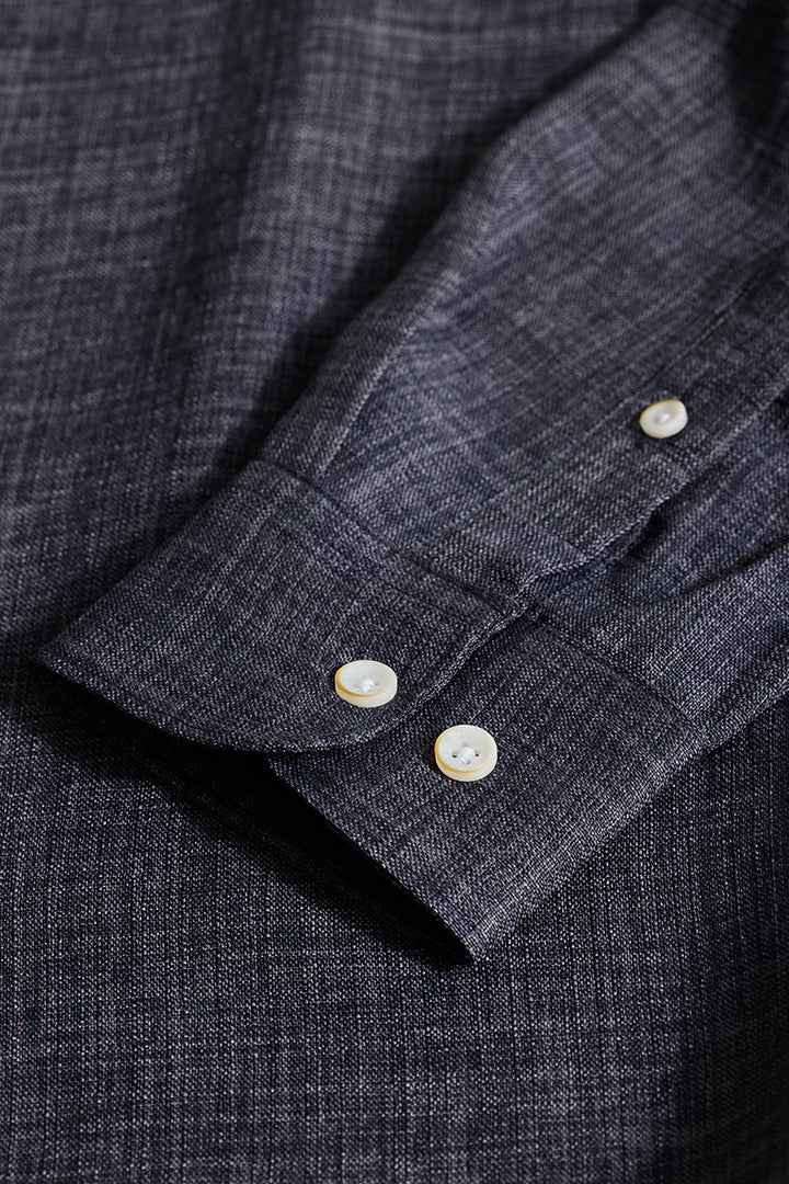 Charcoal Grey Textured Slim Fit Shirt