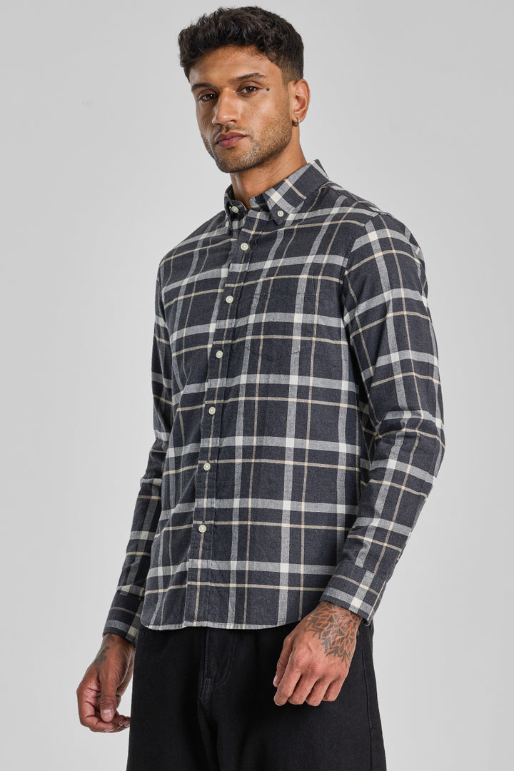 Grey Checks Slim Fit Shirt