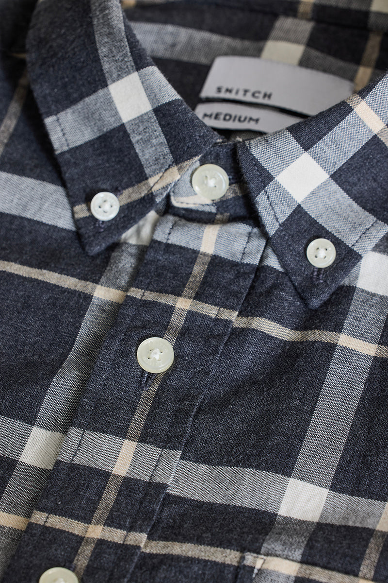 Grey Checks Slim Fit Shirt