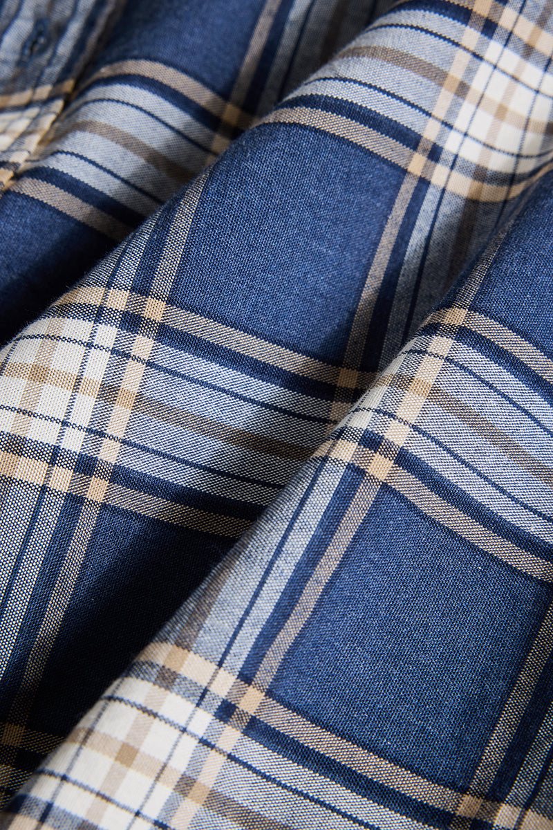 Dark Blue Checks Slim Fit Shirt