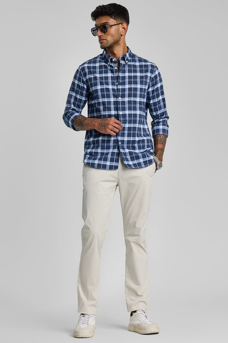 Dark Blue Checks Oxford Shirt