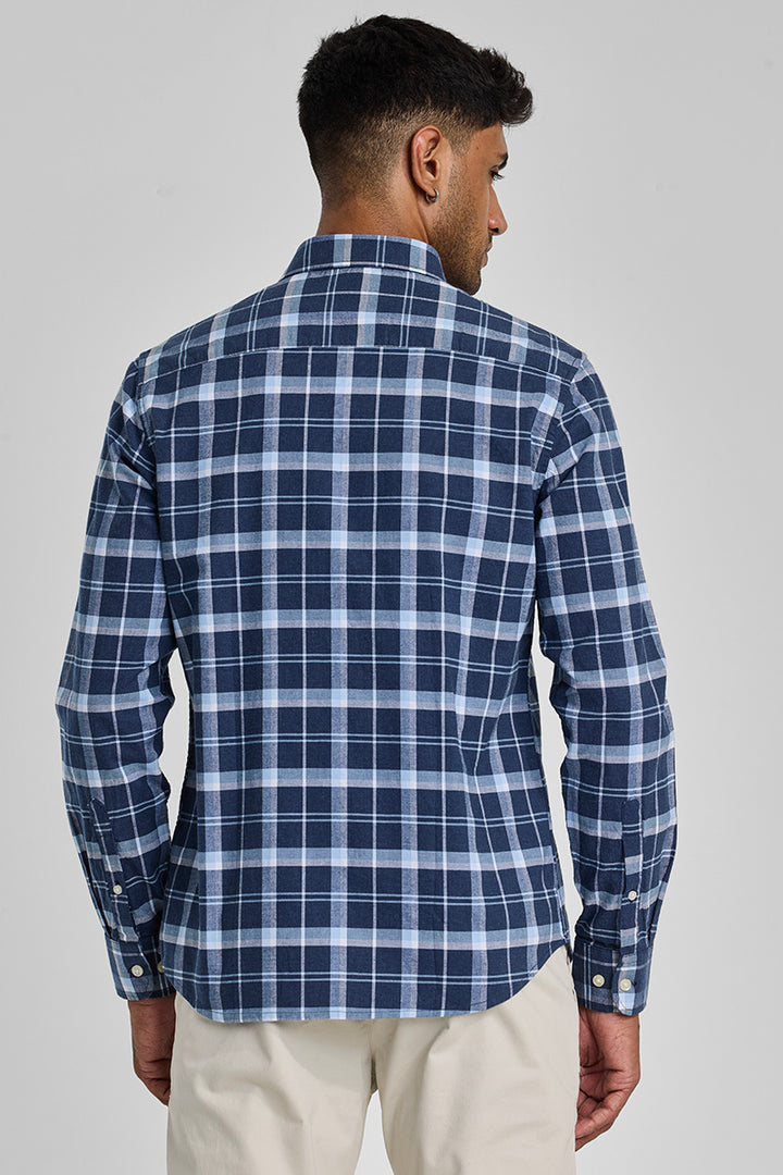 Dark Blue Checks Oxford Shirt