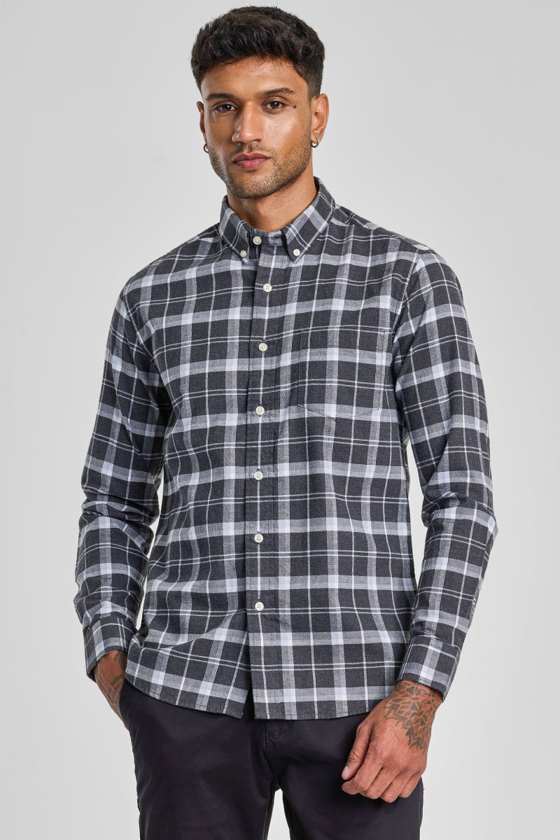 Grey Checks Oxford Shirt