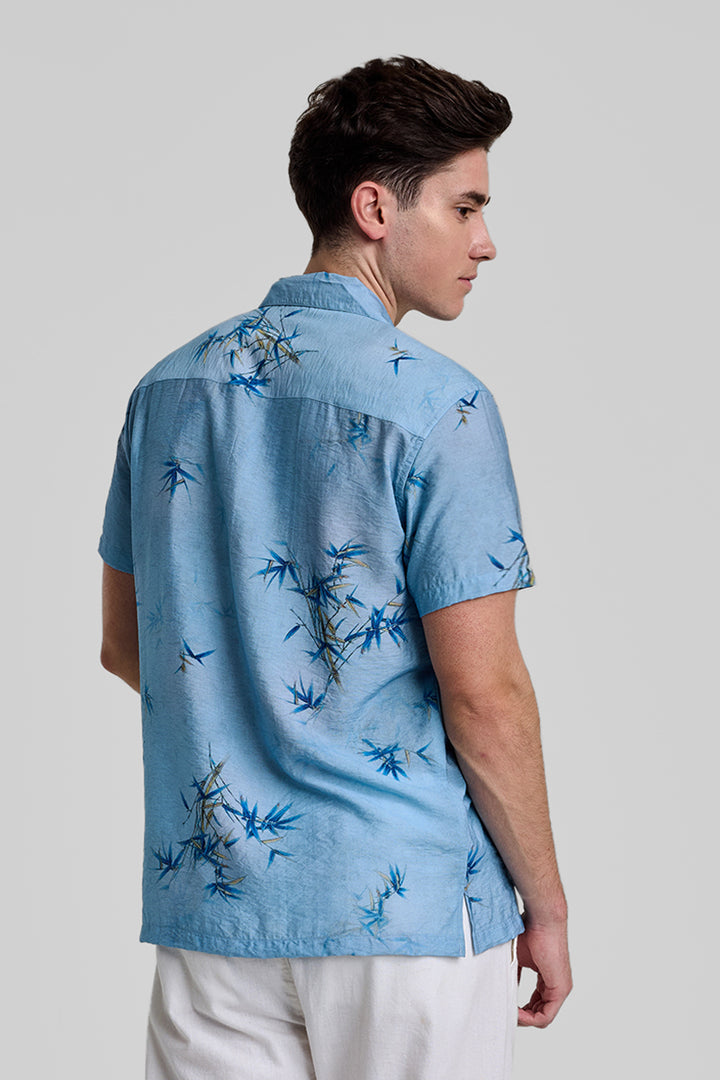 Blue Slim Fit Printed Shirt