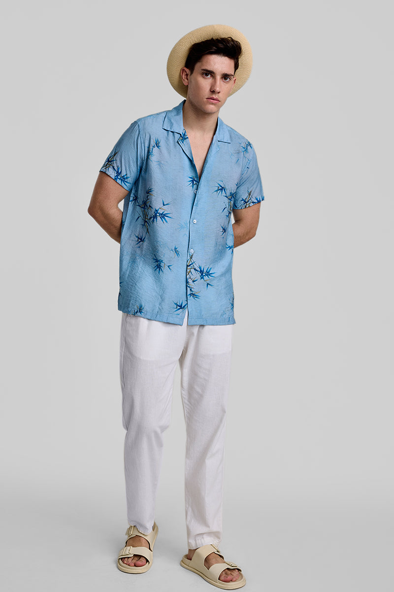 Blue Slim Fit Printed Shirt