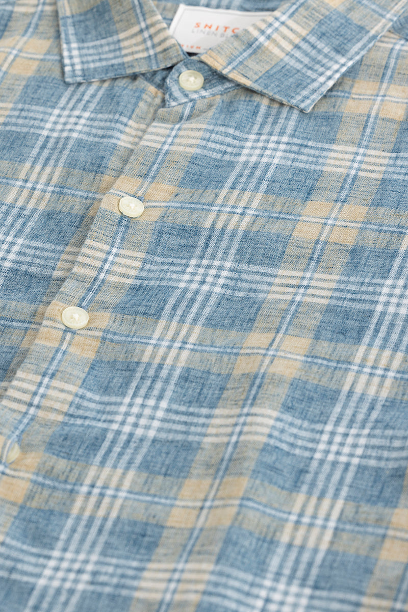 Blue Checks Linen Blend Shirt