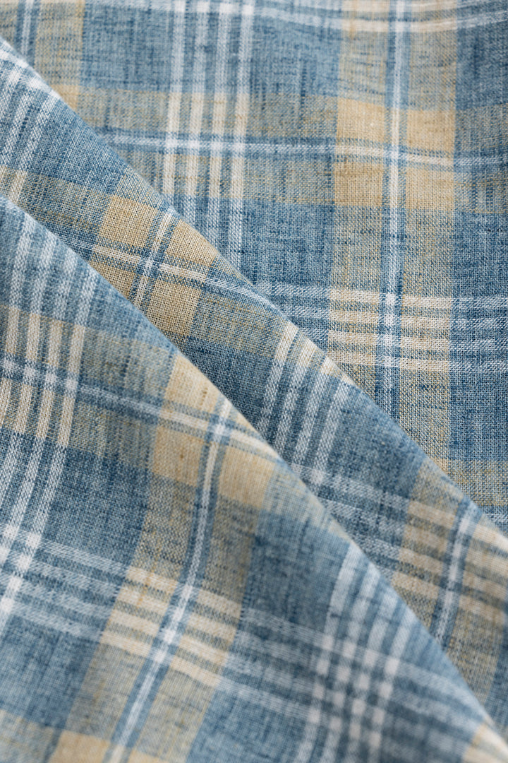 Blue Checks Linen Blend Shirt