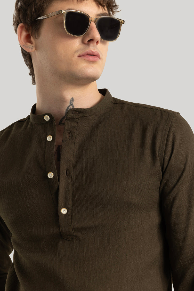 Rutger Dark Brown Textured Kurta