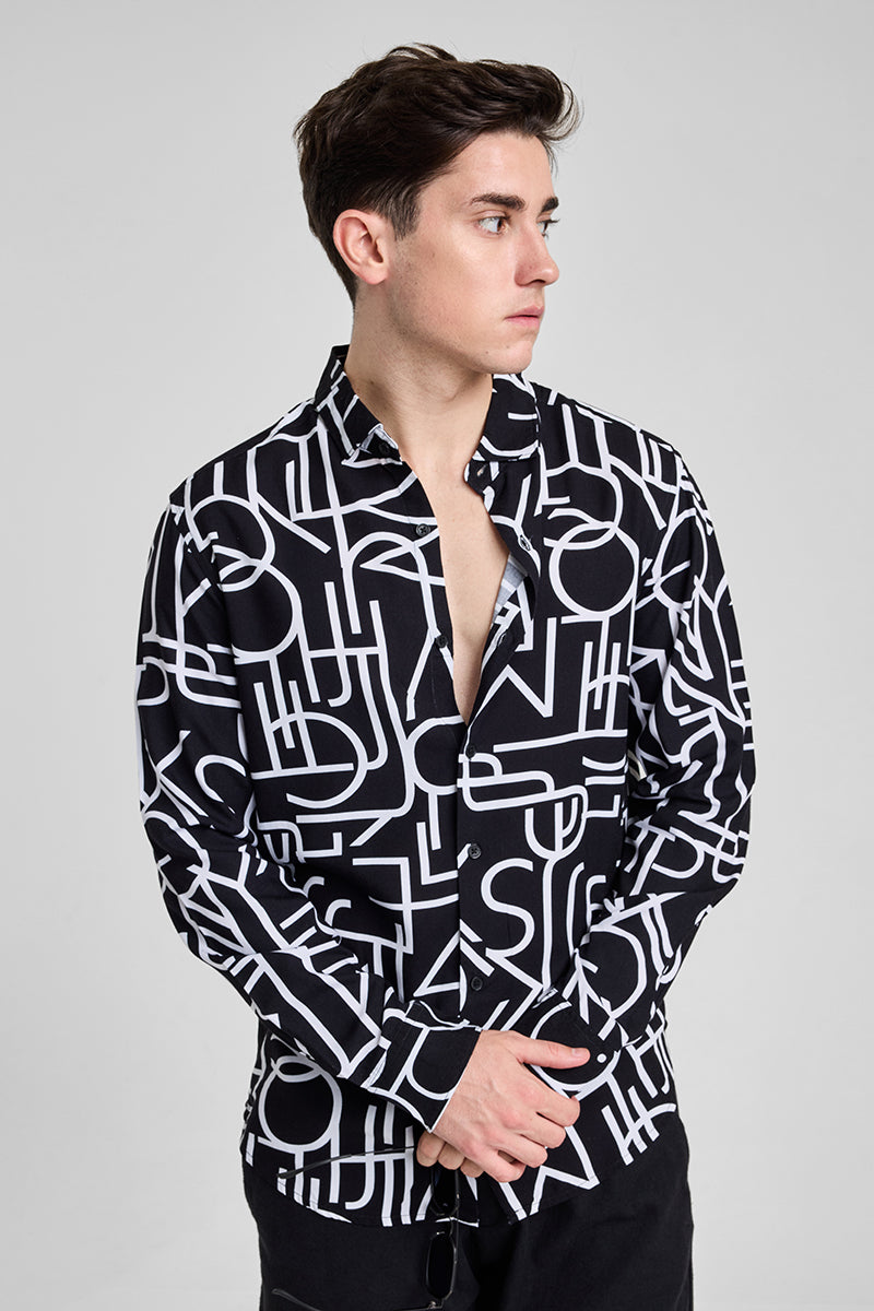 Black Abstract Printed Shirt