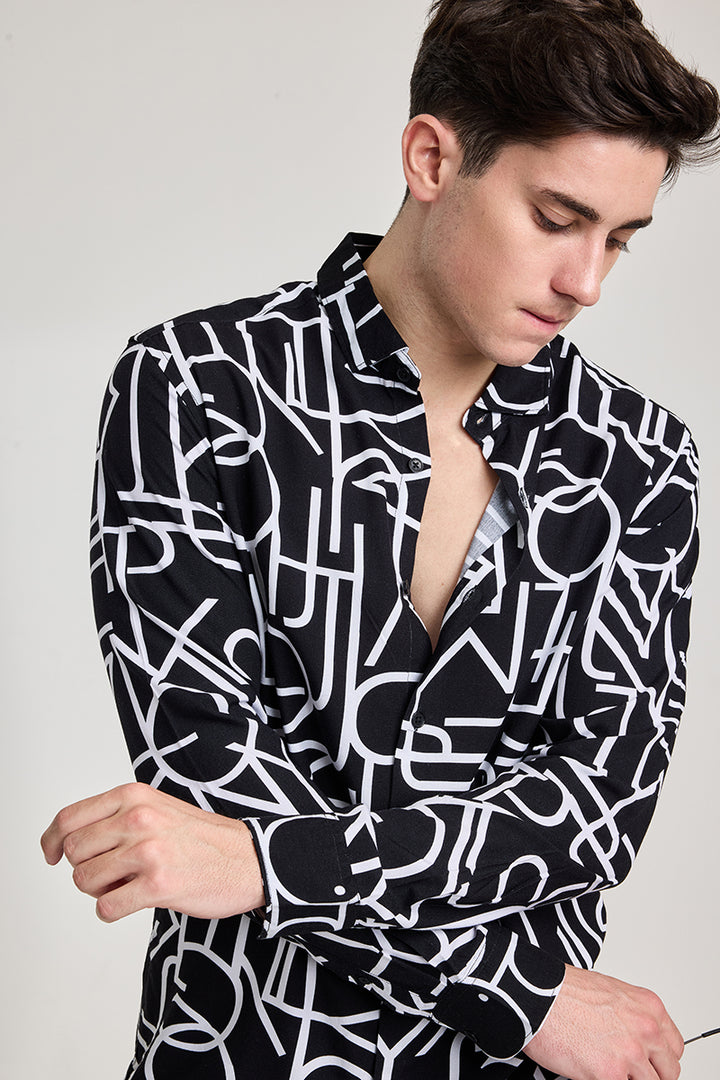 Black Abstract Printed Shirt