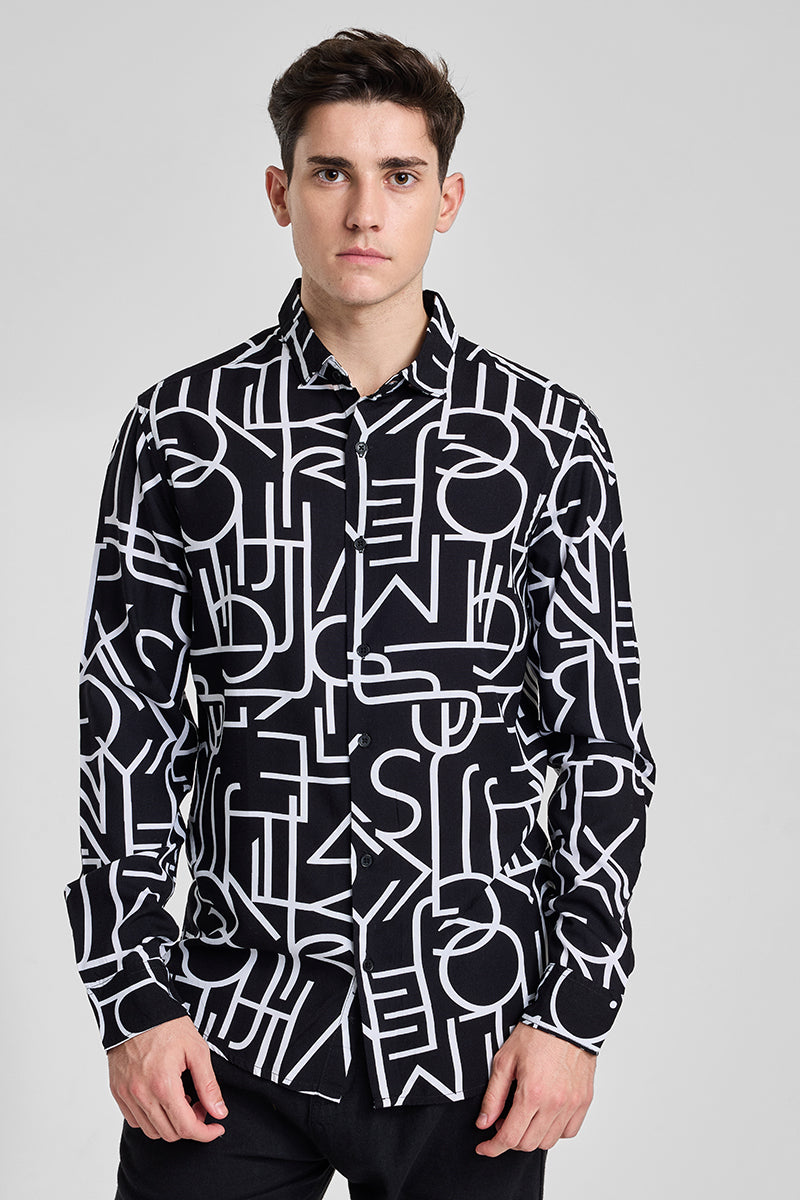 Black Abstract Printed Shirt