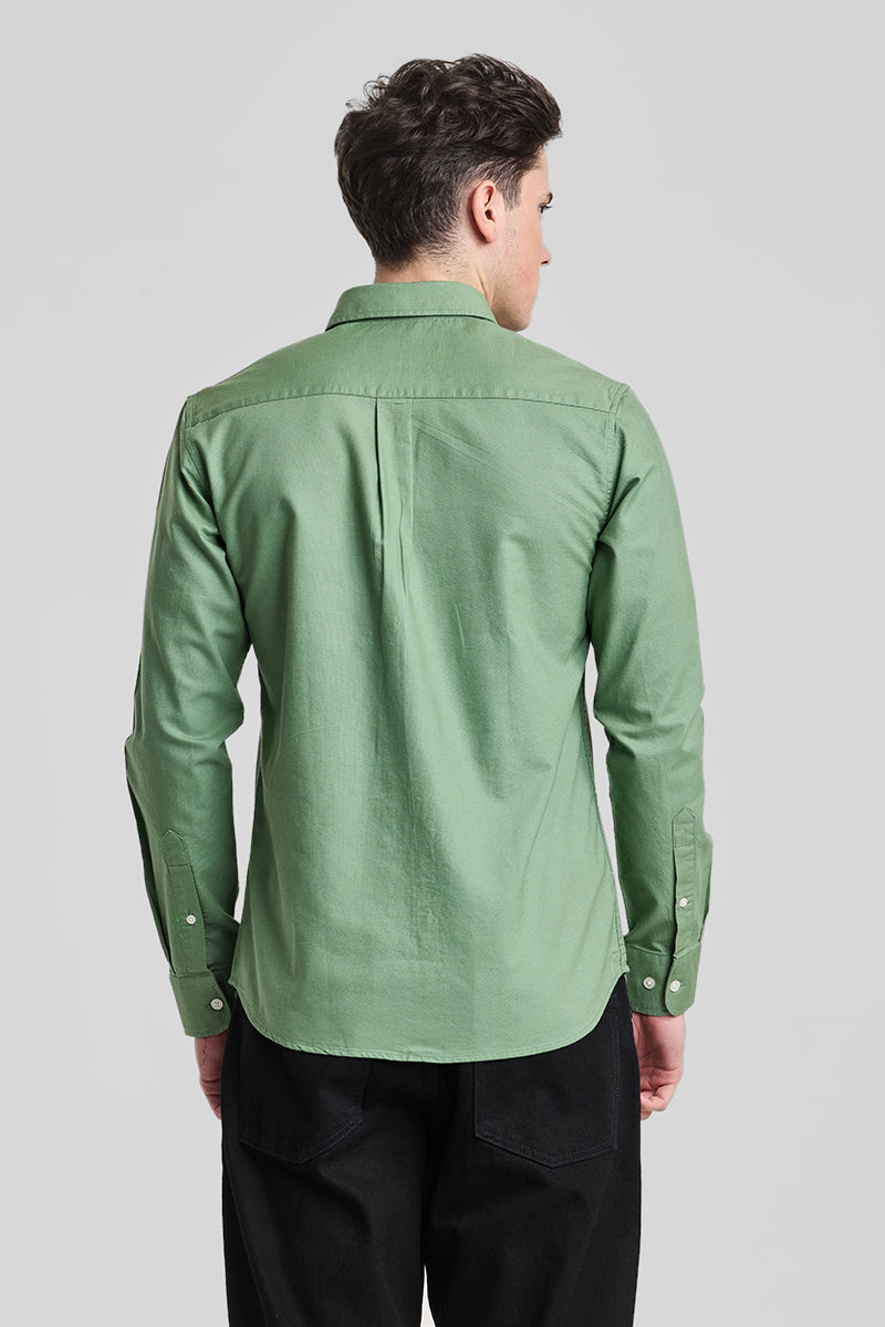 Green Solid Oxford Shirt