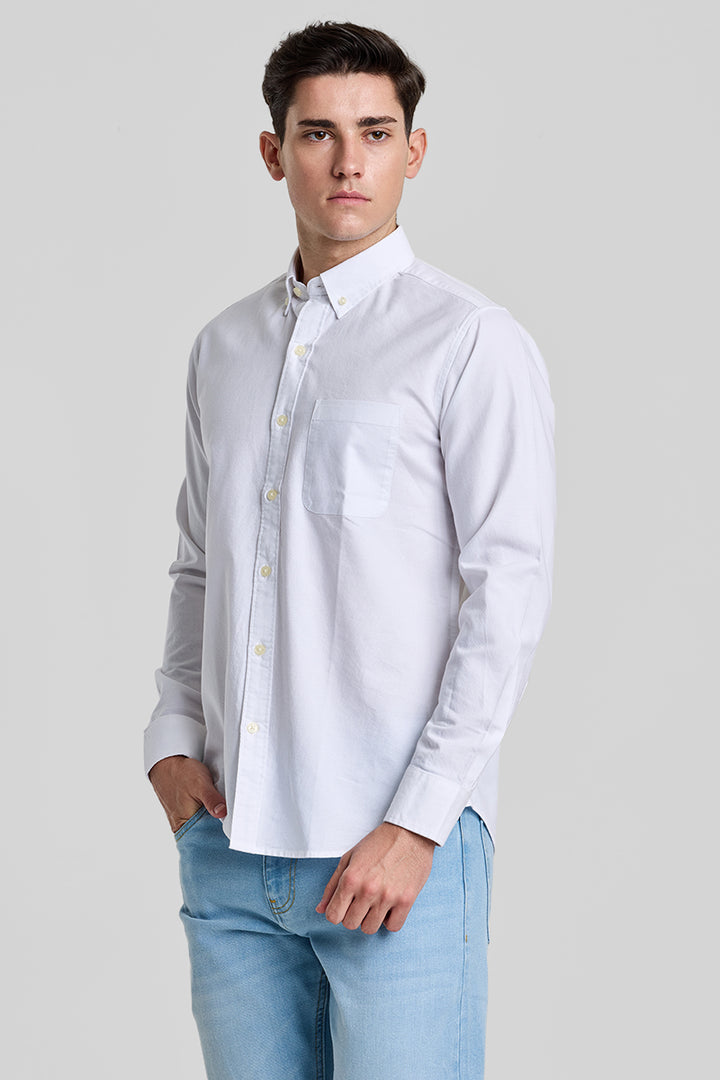 White Solid Oxford Shirt